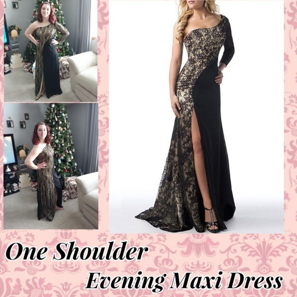 no brand on dress Dresses & Skirts - One Shoulder High Slit Evening Maxi/1 hour sale